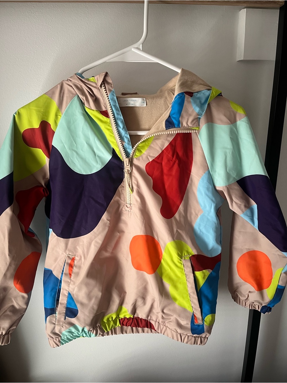 Kids Colorblock Hooded Windbreaker Jacket - Neutral Multi